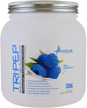 Metabolic Nutrition, Tri-Pep, Branch Chain Amino Acid, Blue Raspberry, 400 g ,والرياضة، والمكملات الغذائية، بكا (متفرعة سلسلة الأحماض الأمينية)
