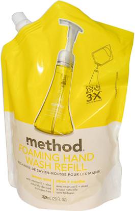 Method, Foaming Hand Wash Refill, Lemon Mint, 28 fl oz (828 ml) ,حمام، الجمال، الصابون، طريقة الغيارات