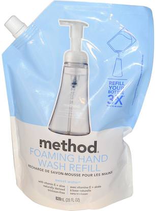 Method, Foaming Hand Wash Refill, Sweet Water, 28 fl oz (828 ml) ,حمام، الجمال، الصابون، طريقة الغيارات