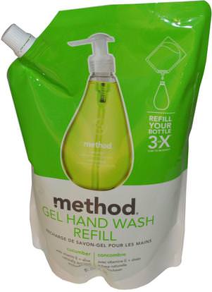 Method, Gel Hand Wash Refill, Cucumber, 34 fl oz (1 L) ,حمام، الجمال، الصابون، طريقة الغيارات