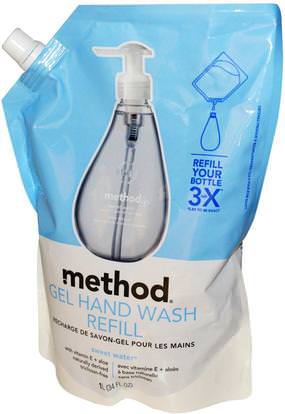 Method, Gel Hand Wash Refill, Sweet Water, 34 fl oz (1 L) ,حمام، الجمال، الصابون، طريقة الغيارات