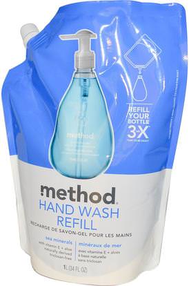 Method, Hand Wash Refill, Sea Minerals, 34 fl oz (1 l) ,حمام، الجمال، الصابون، طريقة الغيارات