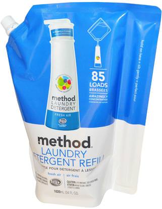 Method, Laundry Detergent Refill, 85 Loads, Fresh Air, 34 fl oz (1020 ml) ,المنزل، منظفات الغسيل