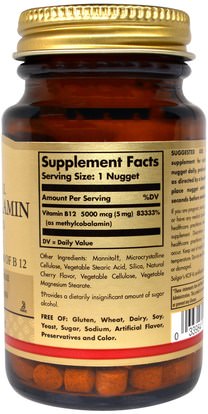 Herb-sa Solgar, Methylcobalamin (Vitamin B12), 5000 mcg, 30 Nuggets