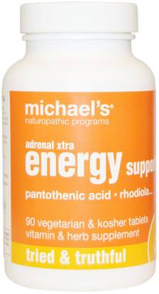 Michaels Naturopathic, Adrenal Xtra Energy Support, 90 Veggie Tabs ,الصحة، الطاقة، المكملات الغذائية، الكظرية