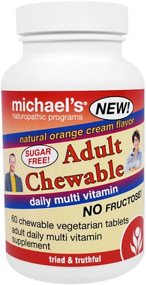 Michaels Naturopathic, Adult Chewable Daily Multi Vitamin, Natural Orange Cream Flavor, 60 Chewable Vegan Wafers ,الفيتامينات، الفيتامينات