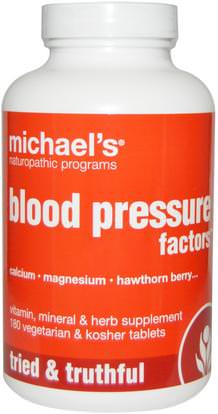 Michaels Naturopathic, Blood Pressure Factors, 180 Veggie Tabs ,والصحة، وضغط الدم