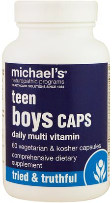 Michaels Naturopathic, Teen Boys Caps, Daily Multi-Vitamin, 60 Veggie Caps ,الفيتامينات، الفيتامينات المتعددة، الأطفال الفيتامينات