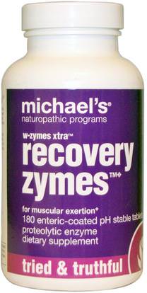 Michaels Naturopathic, W-Zymes Xtra, Recovery Zymes, 180 Enteric-Coated Tablets ,المكملات الغذائية، الإنزيمات، الإنزيمات بروتين