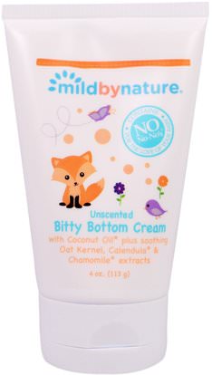 Mild By Nature, Bitty Bottom Cream, Unscented, 4 oz (113 g) ,صحة الطفل، حفاضات، كريمات حفاضات