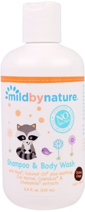 Mild By Nature, Shampoo & Body Wash, Coconut Cream, 8.8 fl oz (260 ml) ,حمام، جمال، شامبو، أطفال شامبو، هلام الاستحمام، الاطفال غسل الجسم، استحمام الطفل هلام
