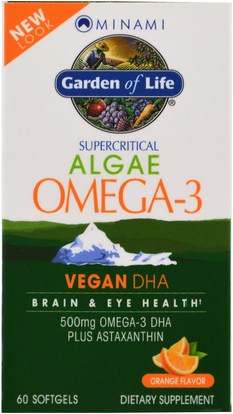 Minami Nutrition, Algae Omega-3, Orange Flavor, 60 Softgels ,المكملات الغذائية، إيفا أوميجا 3 6 9 (إيبا دا)، دا
