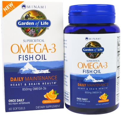 Minami Nutrition, Supercritical, Omega-3 Fish Oil, 850 mg, Orange Flavor, 60 Softgels ,المكملات الغذائية، إيفا أوميجا 3 6 9 (إيبا دا)، زيت السمك، سوفتغيلس زيت السمك
