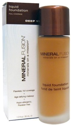 Mineral Fusion, Liquid Foundation, Deep 1, 1.0 fl oz (30 ml) ,حمام، الجمال، ماكياج، السائل ماكياج
