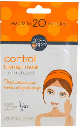 Miss Spa, Control, Blemish Mask, 1 Mask ,الصحة، المرأة، الجلد، الجمال، حب الشباب المنتجات الموضعية
