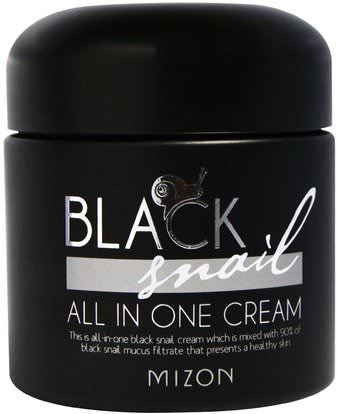 Mizon, Black Snail, All In One Cream, 2.53 fl oz (75 ml) ,حمام، الجمال، العناية بالوجه، الكريمات المستحضرات، الأمصال