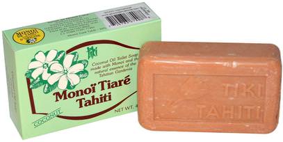 Monoi Tiare Tahiti, Coconut Oil Soap, Coconut Scented, 4.55 oz (130 g) ,حمام، الجمال، الصابون