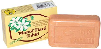 Monoi Tiare Tahiti, Coconut Oil Soap, Sandalwood Scented, 4.55 oz (130 g) ,حمام، الجمال، الصابون