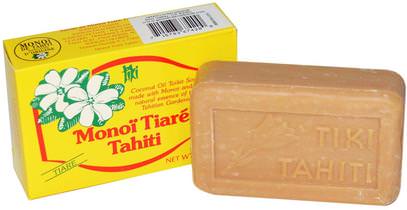 Monoi Tiare Tahiti, Coconut Oil Soap, Tiare (Gardenia) Scented, 4.55 oz (130 g) ,حمام، الجمال، الصابون