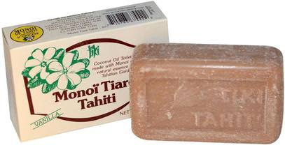 Monoi Tiare Tahiti, Coconut Oil Soap, Vanilla Scented, 4.55 oz (130 g) ,حمام، الجمال، الصابون