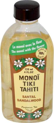 Monoi Tiare Tahiti, Coconut Oil, Sandalwood, 4 fl oz (120 ml) ,حمام، الجمال، زيت جوز الهند الجلد