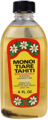 Monoi Tiare Tahiti, Sun Tan Oil With Sunscreen, 4 fl oz (120 ml) ,حمام، الجمال، زيت جوز الهند الجلد