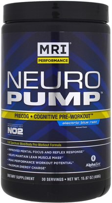MRI, Neuro Pump, Precog, Cognitive Pre-Workout, Electric Blue Razz, 15.87 oz (450 g) ,والرياضة، تجريب