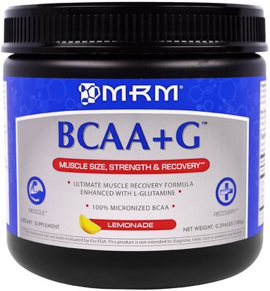 MRM, BCAA+G, Lemonade, 0.396 lbs (180 g) ,المكملات الغذائية، والأحماض الأمينية، بكا (متفرعة سلسلة الأحماض الأمينية)