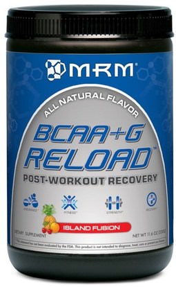 MRM, BCAA+G Reload, Post-Workout Recovery, Island Fusion, 11.6 oz (330 g) ,المكملات الغذائية، والأحماض الأمينية، بكا (متفرعة سلسلة الأحماض الأمينية)، والرياضة، والرياضة