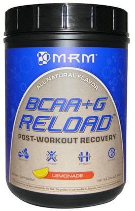 MRM, BCAA + G Reload, Post-Workout Recovery, Lemonade, 29.6 oz (840 g) ,المكملات الغذائية، والأحماض الأمينية، بكا (متفرعة سلسلة الأحماض الأمينية)، والرياضة، والرياضة