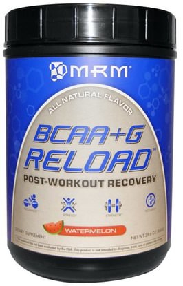 MRM, BCAA + G Reload, Post-Workout Recovery, Watermelon, 29.6 oz (840 g) ,المكملات الغذائية، والأحماض الأمينية، بكا (متفرعة سلسلة الأحماض الأمينية)، والرياضة، والعضلات