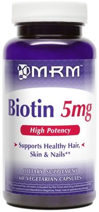 MRM, Biotin, 5 mg, 60 Veggie Caps ,الفيتامينات، فيتامين ب، البيوتين، الصحة