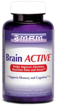 MRM, Brain Active, 90 Veggie Caps ,الصحة، اضطراب نقص الانتباه، إضافة، أدهد، الدماغ، الذاكرة
