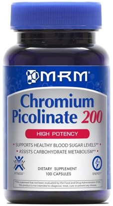 MRM, Chromium Picolinate 200, High Potency, 100 Capsules ,المكملات الغذائية، المعادن، بيكولينات الكروم، الجمال، مكافحة الشيخوخة