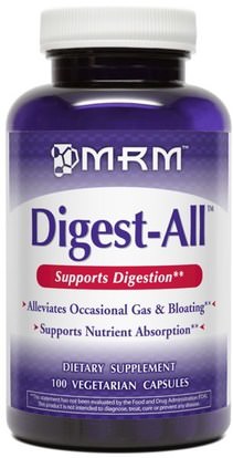 MRM, Digest-All, 100 Veggie Caps ,والمكملات الغذائية، والإنزيمات، والإنزيمات الهاضمة