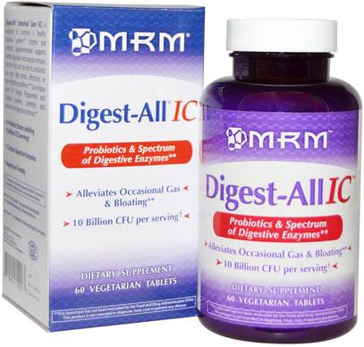MRM, Digest-All IC, 60 Veggie Tabs ,والمكملات الغذائية، والإنزيمات الهاضمة