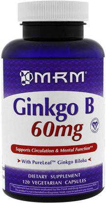 MRM, Ginkgo B, 60 mg, 120 Veggie Caps ,الأعشاب، الجنكة، بيلوبا