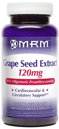 MRM, Grape Seed Extract, 120 mg, 100 Veggie Caps ,المكملات الغذائية، مضادات الأكسدة، استخراج بذور العنب، الصحة، القلب القلب والأوعية الدموية، دعم القلب