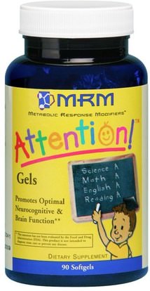 MRM, Kids Attention! Softgels, 90 Softgels ,صحة الطفل، الدماغ