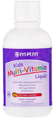 MRM, Kids Multi-Vitamin Liquid, Orange-Mango, 16 fl oz (480 ml) ,الفيتامينات، الفيتامينات المتعددة، الأطفال الفيتامينات المتعددة، الفيتامينات السائلة