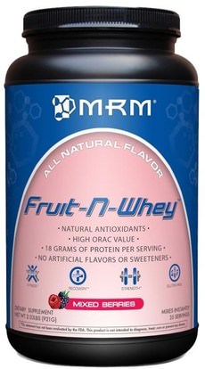 MRM, Natural, Fruit-N-Whey, Mixed Berries, 2.03 lbs (921 g) ,المكملات الغذائية، مضادات الأكسدة، بروتين مصل اللبن