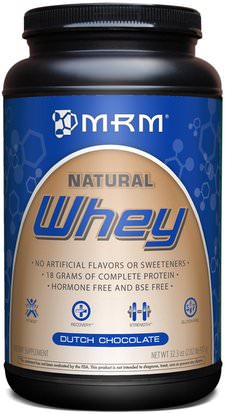 MRM, Natural Whey, Dutch Chocolate, 32.3 oz (917 g) ,المكملات الغذائية، بروتين مصل اللبن