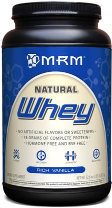 MRM, Natural Whey, Rich Vanilla, 32.6 oz (923 g) ,والرياضة، والمكملات الغذائية، بروتين مصل اللبن