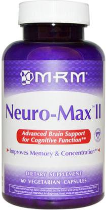 MRM, Neuro-Max II, 60 Veggie Caps ,الصحة، اضطراب نقص الانتباه، إضافة، أدهد، الدماغ، فينبوسيتين