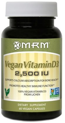 MRM, Vegan Vitamin D3, 2,500 IU, 60 Vegan Capsules ,الفيتامينات، فيتامين d3