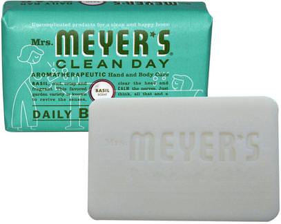 Mrs. Meyers Clean Day, Daily Bar Soap, Basil Scent, 5.3 oz (150 g) ,حمام، الجمال، الصابون