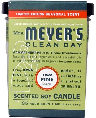Mrs. Meyers Clean Day, Scented Soy Candle, Iowa Pine Scent, 4.9 oz (140 g) ,Herb-sa