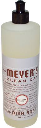 Mrs. Meyers Clean Day, Liquid Dish Soap, Lavender Scent, 16 fl oz (473 ml) ,المنزل، غسل الصحون، صحن الصابون