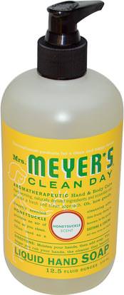 Mrs. Meyers Clean Day, Liquid Hand Soap, Honeysuckle Scent, 12.5 fl oz (370 ml) ,حمام، الجمال، الصابون