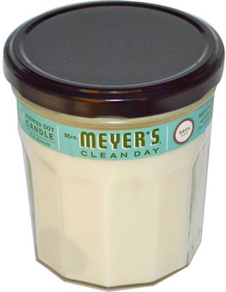 Mrs. Meyers Clean Day, Scented Soy Candle, Basil Scent, 7.2 oz ,حمام، الجمال، الشمعات